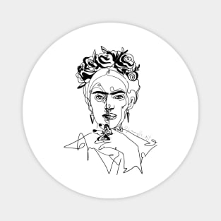 Frida Kahlo Continuous Line Art Design Magnet